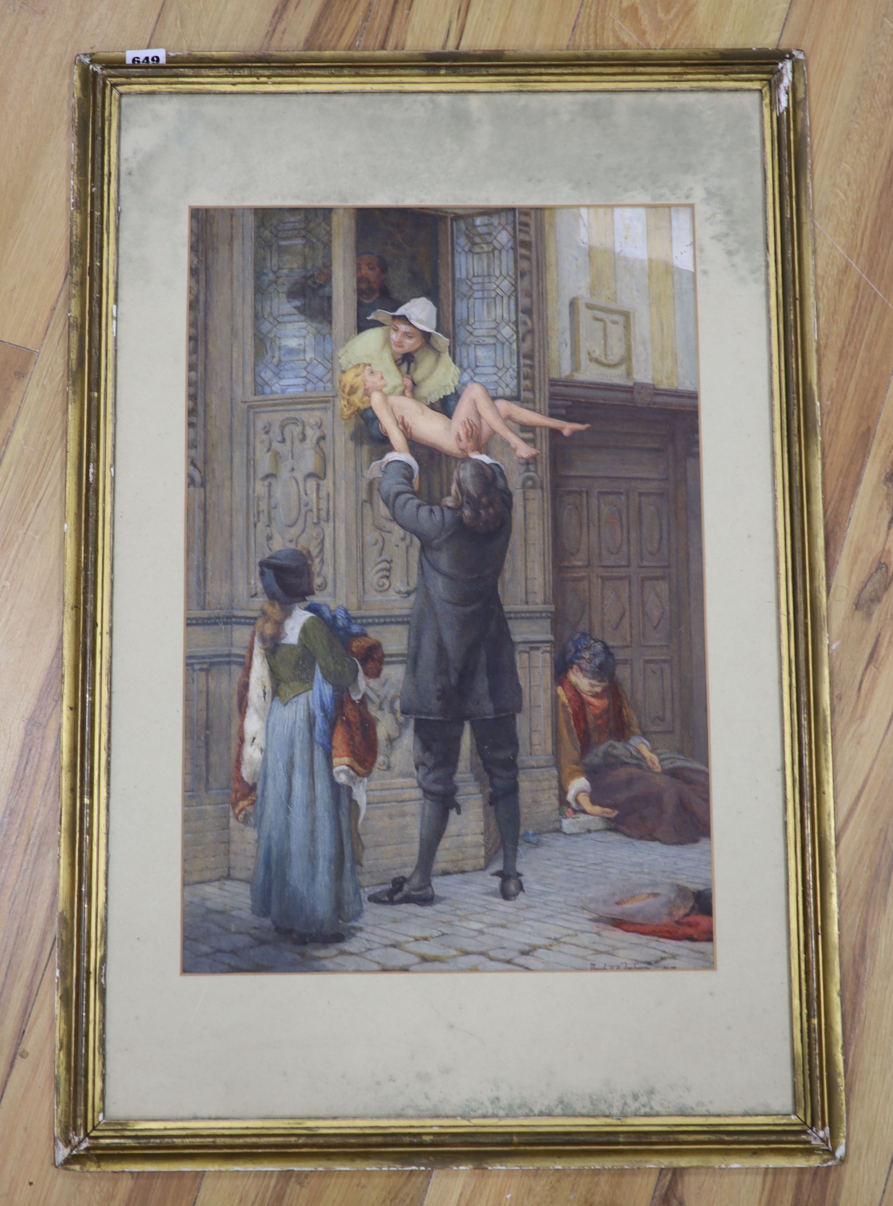 Frank Topham (1838-1924), watercolour, 'Rescued from The Plague', signed, 59 x 39cm